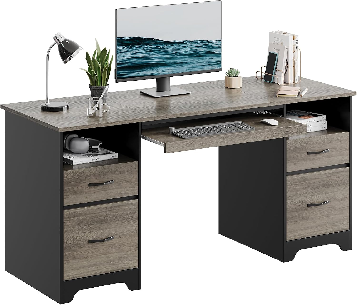 Home Office With Two Desks - Biurko komputerowe dla kierownika z czterema