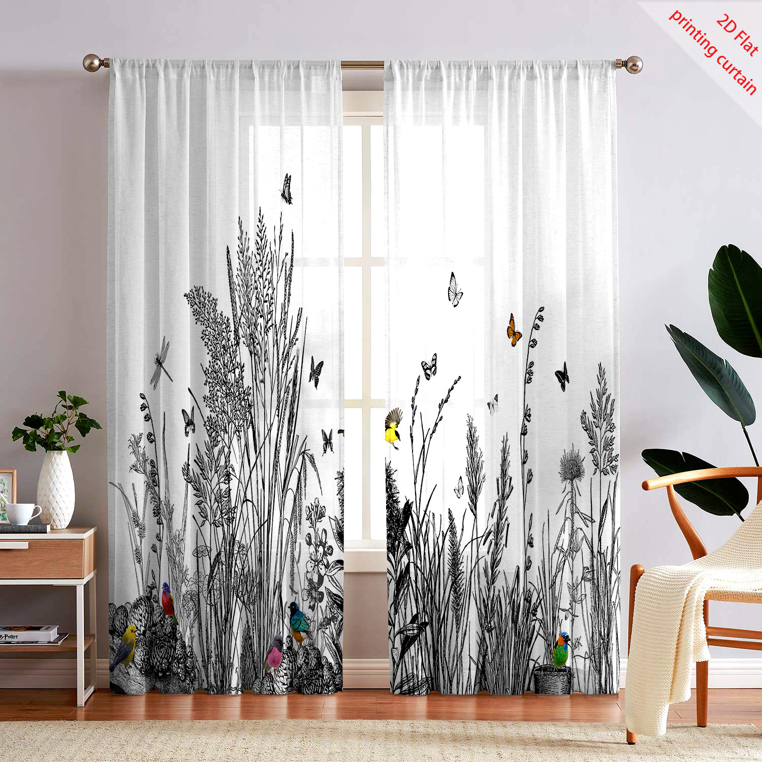 Home Office With Plants - Przezroczysta folia dekoracyjna na okno z