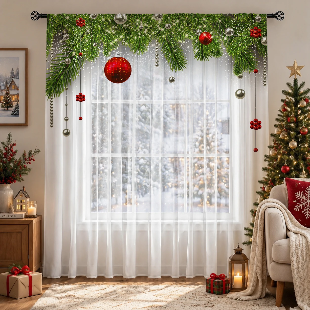 Świąteczna gradientowa zasłona – Home Office With Plants recenzja i cena