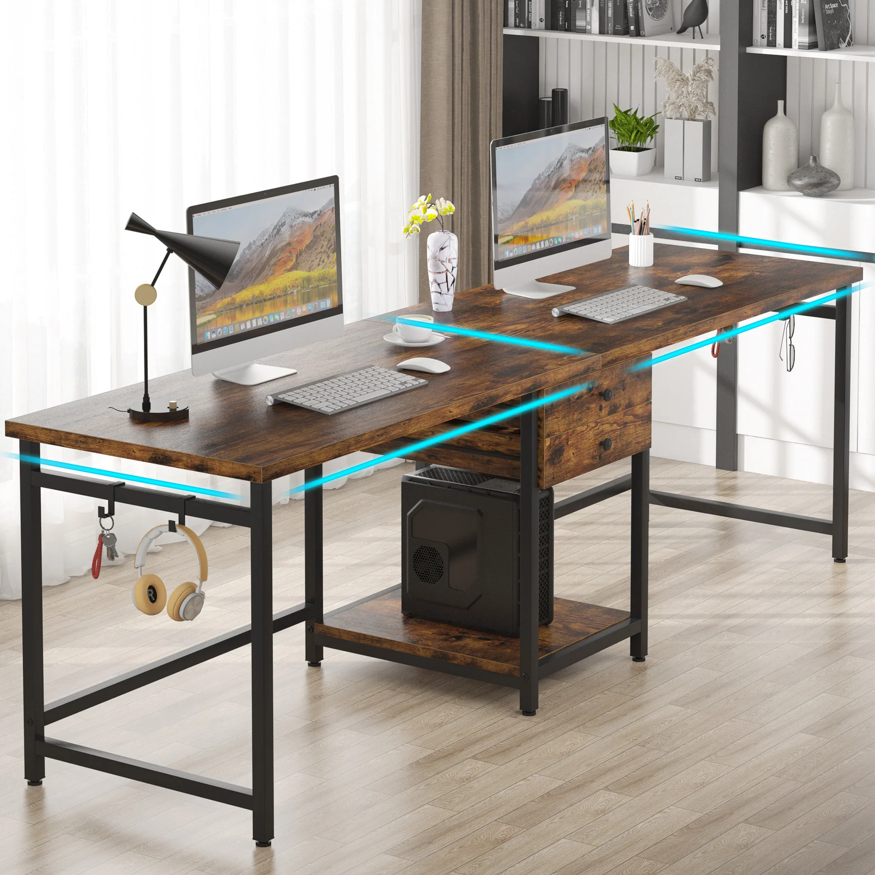 Tribesigns 78,74'' Biurko dla  – Home Office With Two Desks recenzja i cena