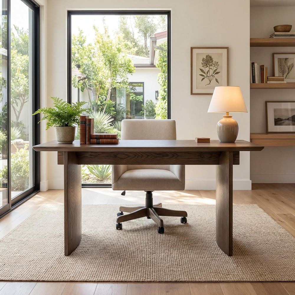 Przestronne biurko z naturalne – Home Office With Two Desks recenzja i cena