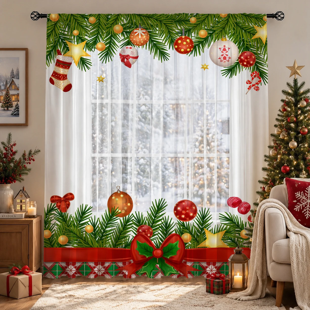 Świąteczna gradientowa zasłona – Home Office With Plants recenzja i cena