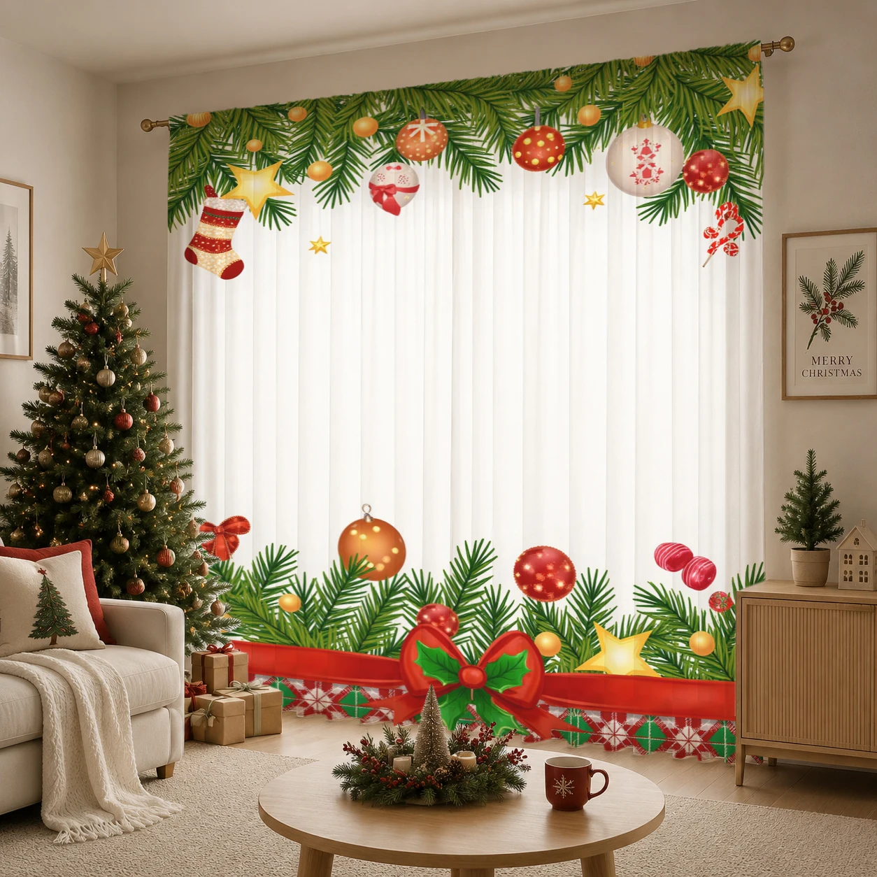 Świąteczna gradientowa zasłona – Home Office With Plants recenzja i cena
