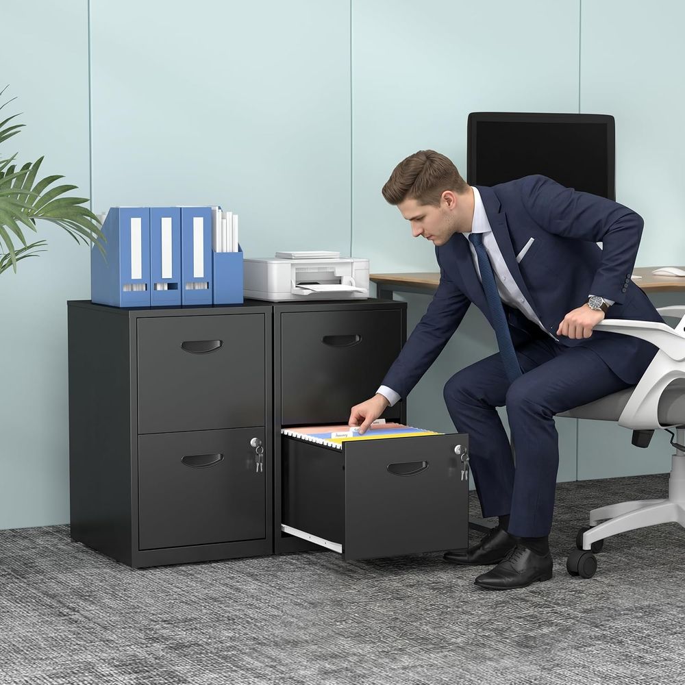 Szafka dwudrzwiowa z zamkiem,  – Home Office With Two Desks recenzja i cena