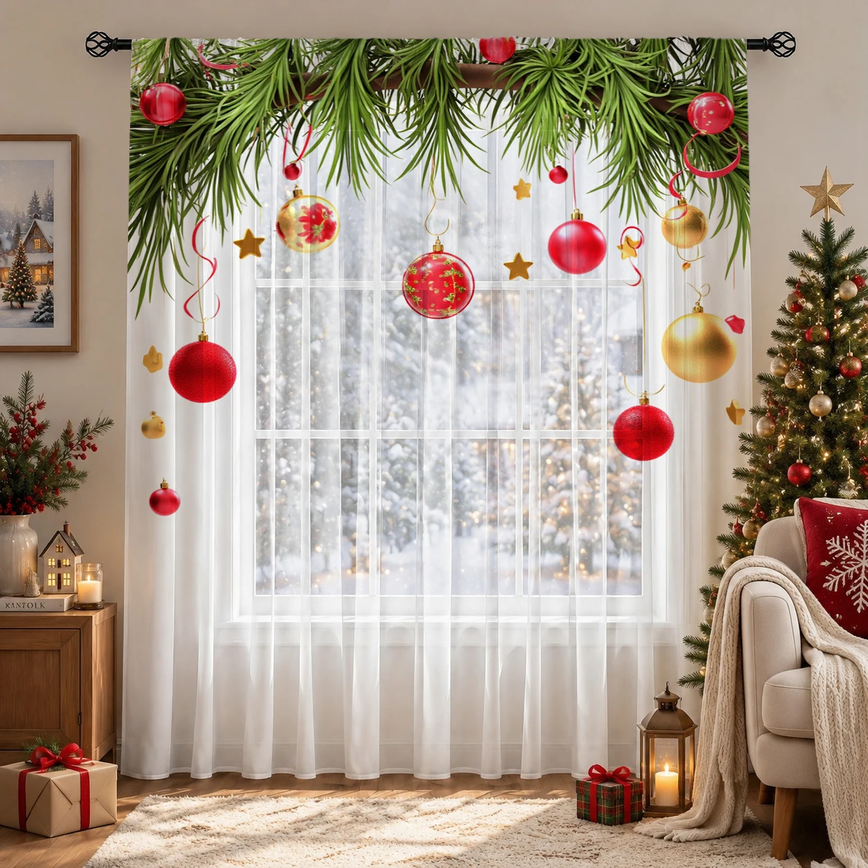 Świąteczna gradientowa zasłona – Home Office With Plants recenzja i cena