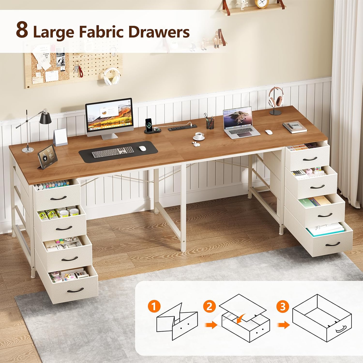 Biurko dla 2 osób z 8 szuflada – Home Office With Two Desks recenzja i cena