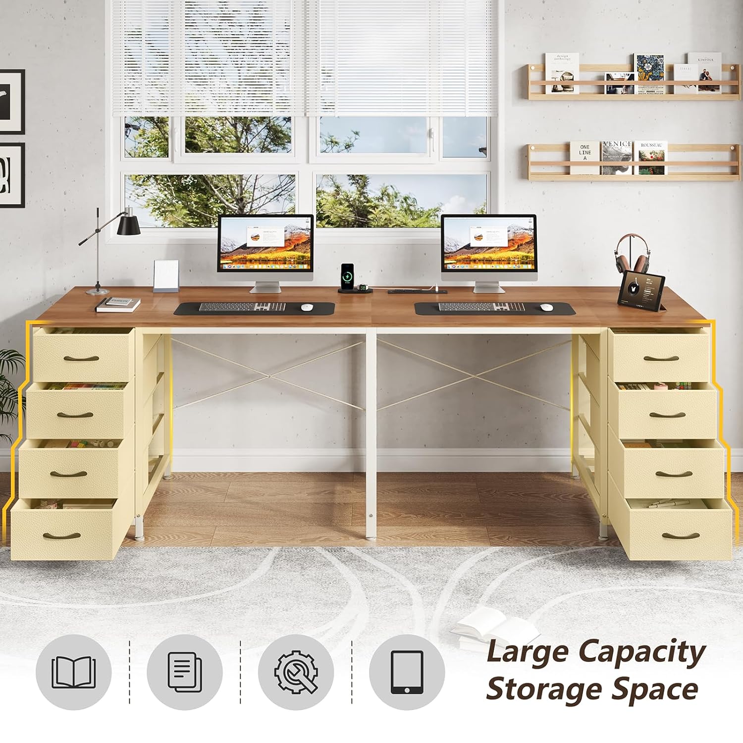 Biurko dla 2 osób z 8 szuflada – Home Office With Two Desks recenzja i cena